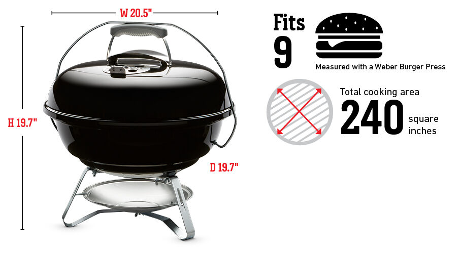 Fits 9 Burgers Measured with a Weber Burger Press, Total cooking area 1,548 square cm