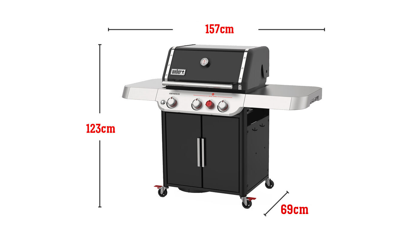 Fits 20 Burgers Measured with a Weber Burger Press, Total cooking area 4,316 square cm, 39,000 Btu-Per-Hour Input Burners, Sear Zone, Side Burner