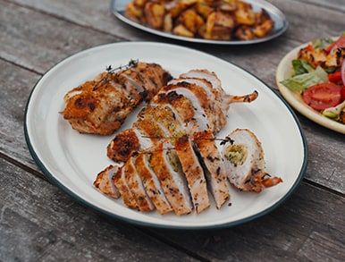 Crispy Skin Chicken Breast with Melty Garlic Cheese