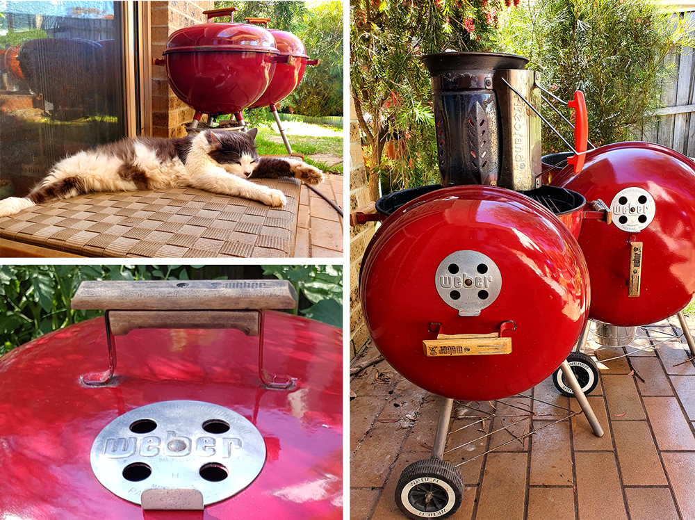 Nadine Glanville's collection of rescued Weber kettle barbecues