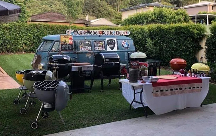 Joel Hogston's Weber Kettle Club collection and van display