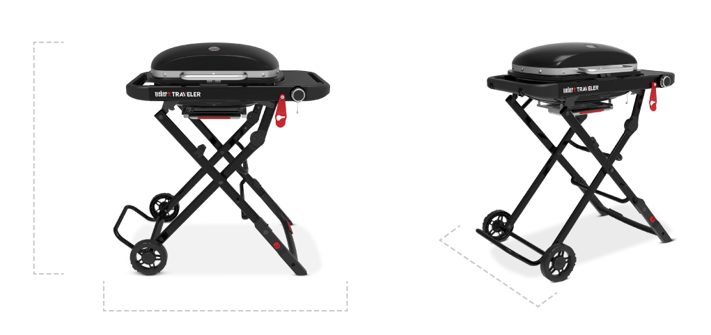 Illustration dimensions and product features Weber Traveler Compact