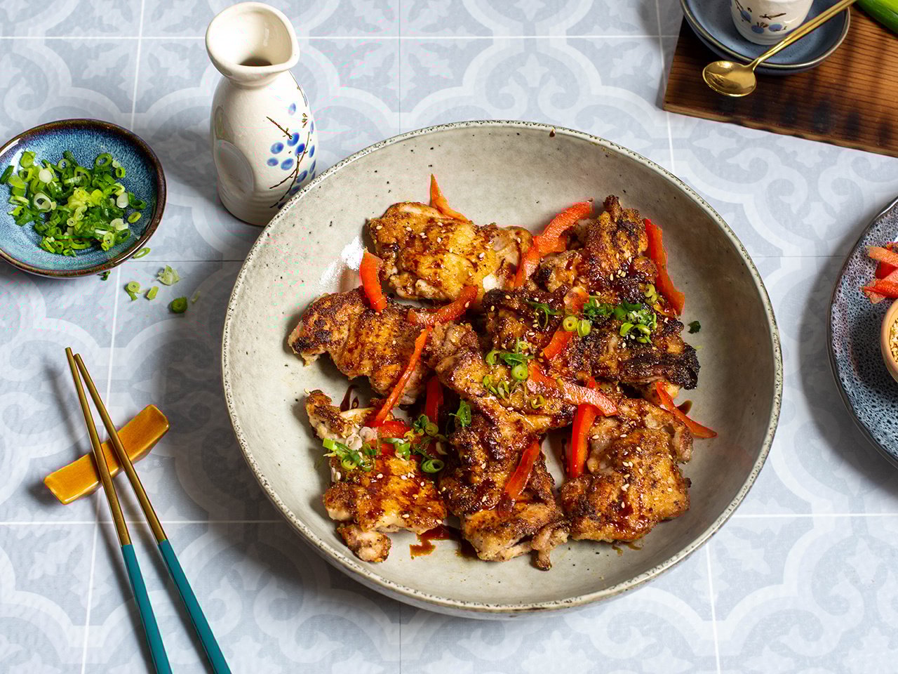  Salt & Pepper Chicken Thighs with Teppanyaki Vegetables 

