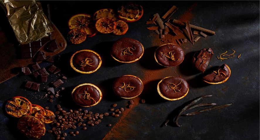  Brownie au chocolat et orange fumées au café


