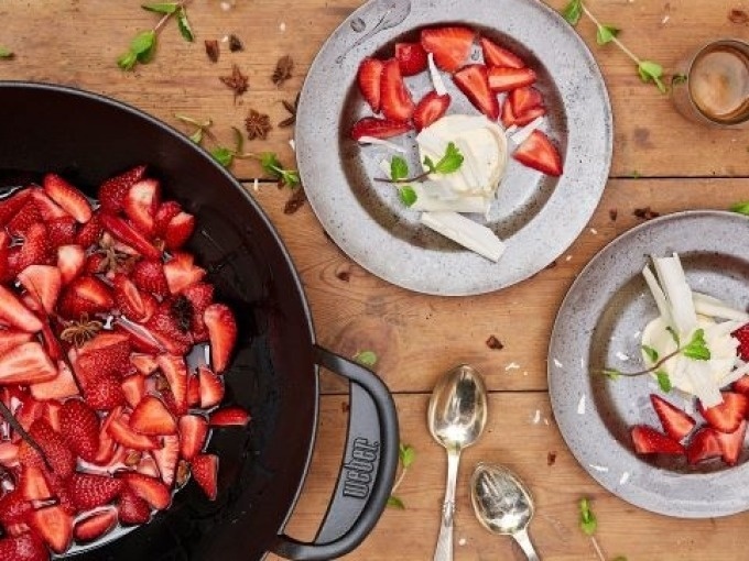  Sorbet der Saison mit Früchten und frischer Minze