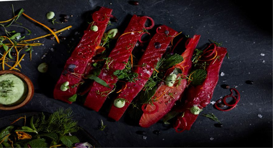  Saumon fumé marinade au gin



