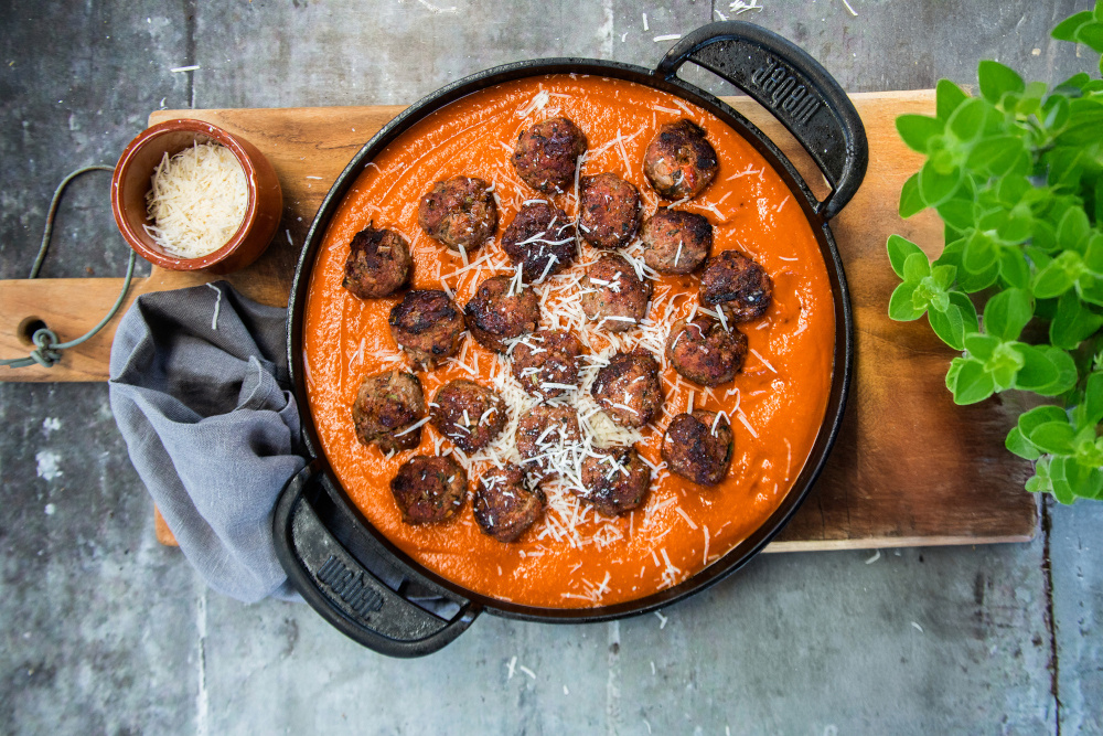  Albondigas With Roasted Tomato And Caper Sauce


