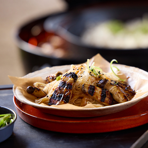  Austernpilze in Miso-Sesam-Marinade mit Glasnudelsalat


