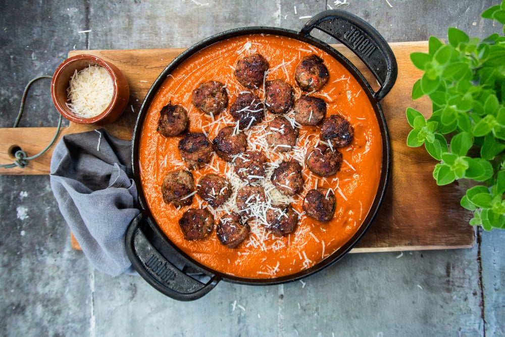  Albondigas With Roasted Tomato And Caper Sauce



