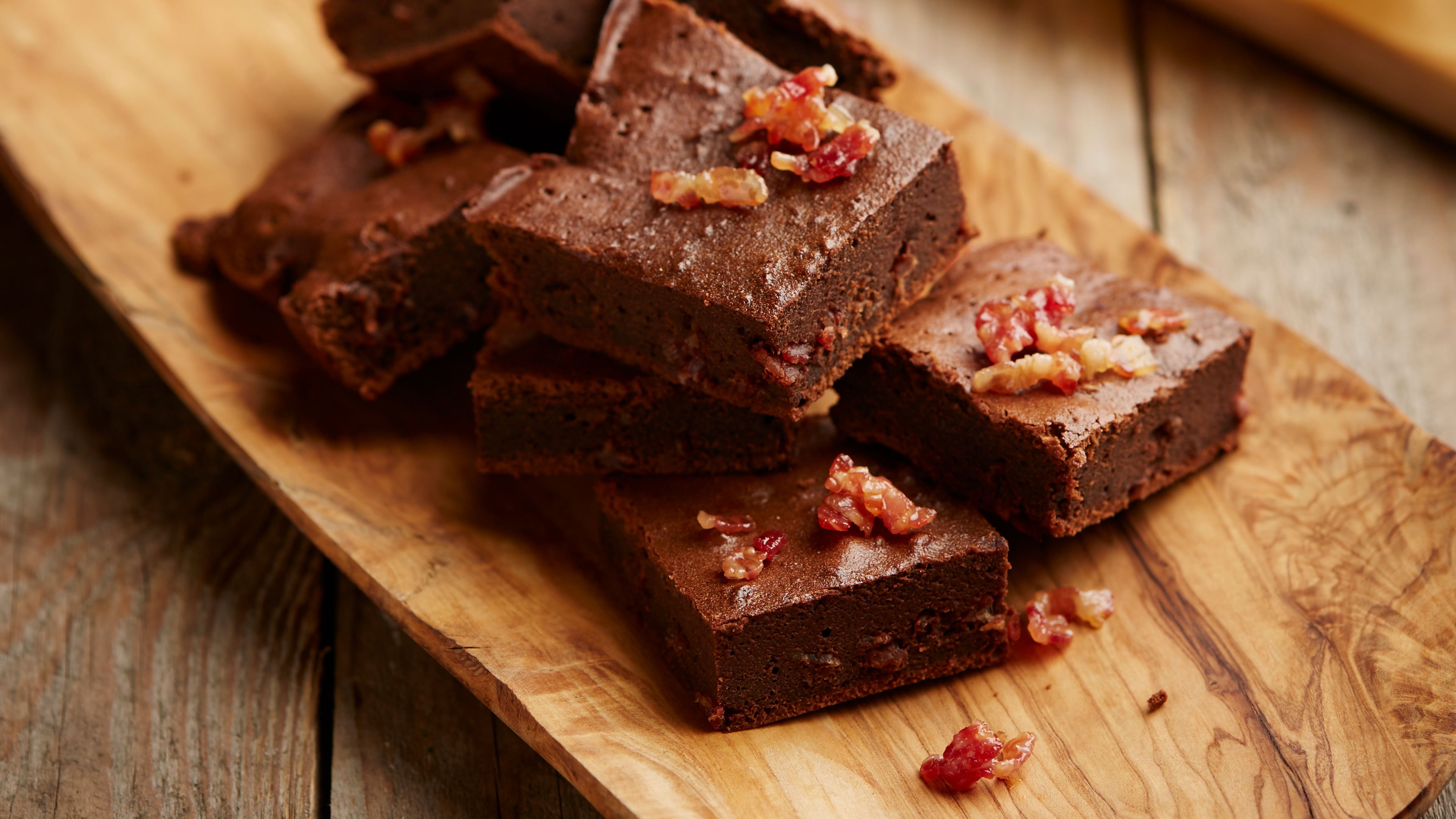  Bourbon and smoked bacon chocolate brownies
