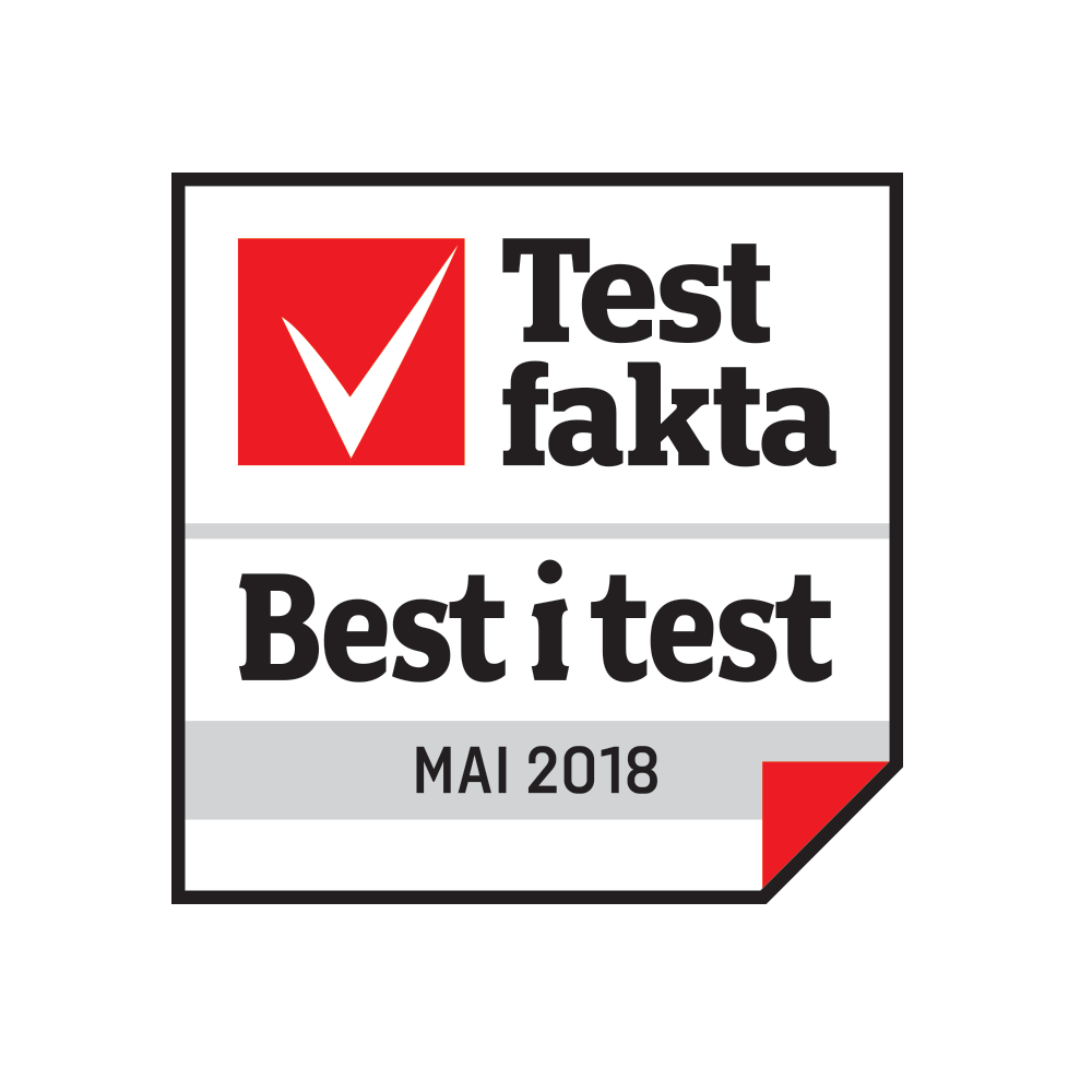kåret til Best i test hos Testfakta mai 2018!